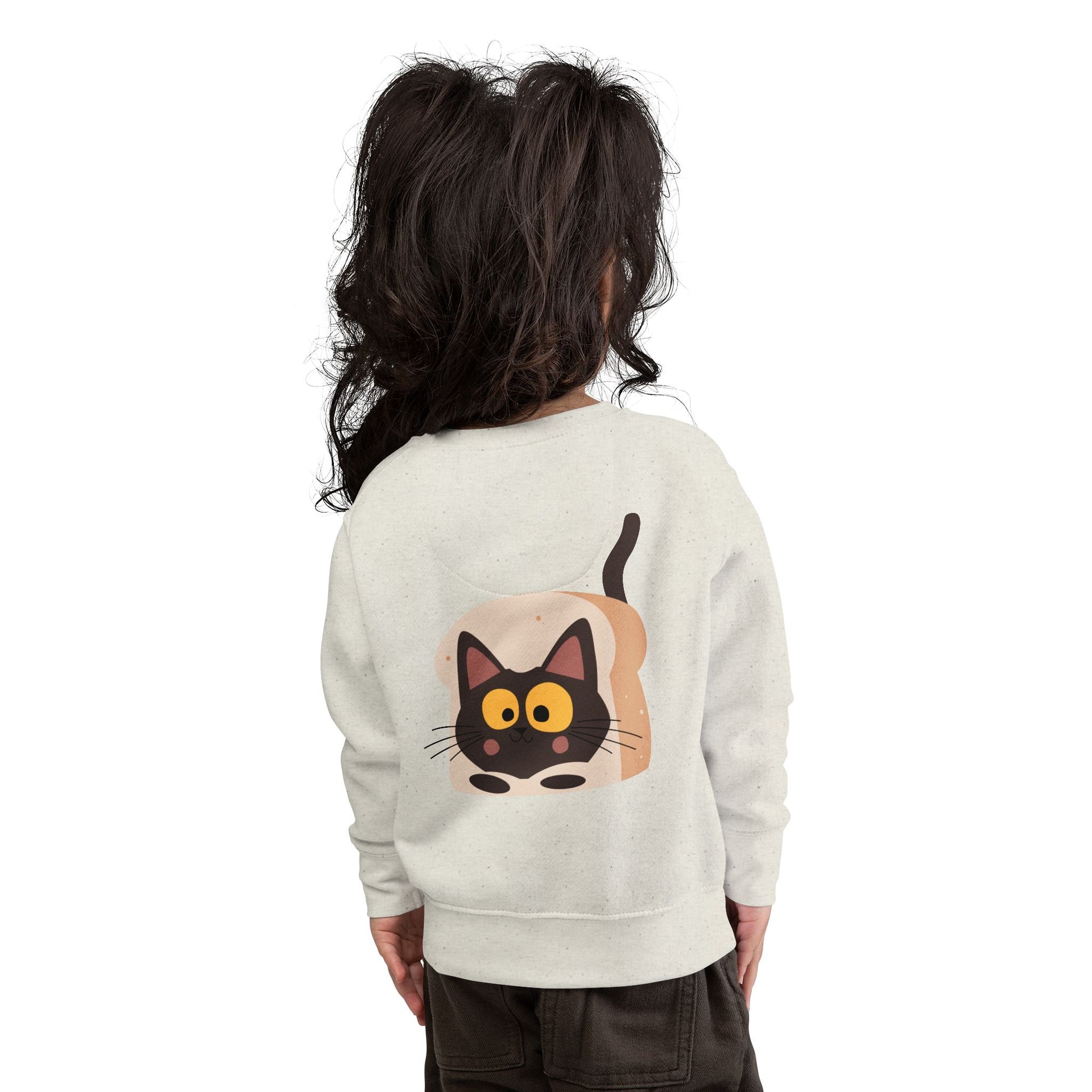 Toddler Sweatshirt with Cute Cat Bread Design