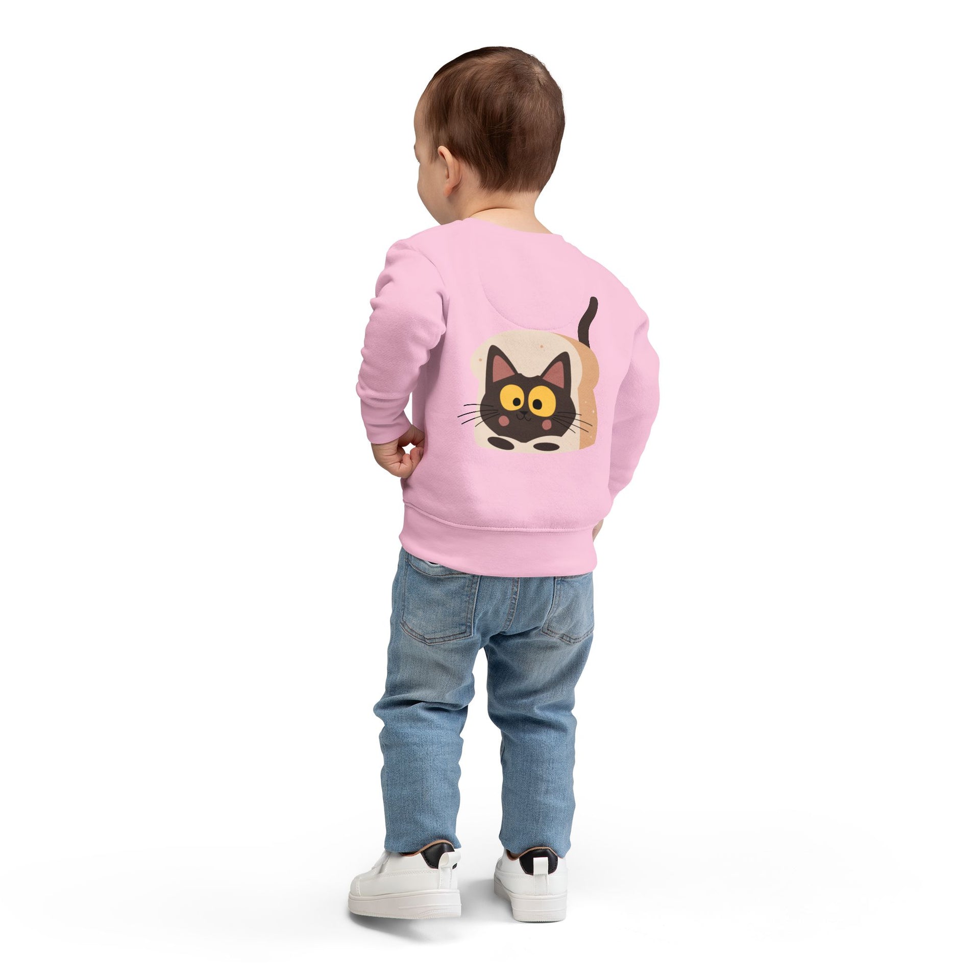 Toddler Sweatshirt with Cute Cat Bread Design