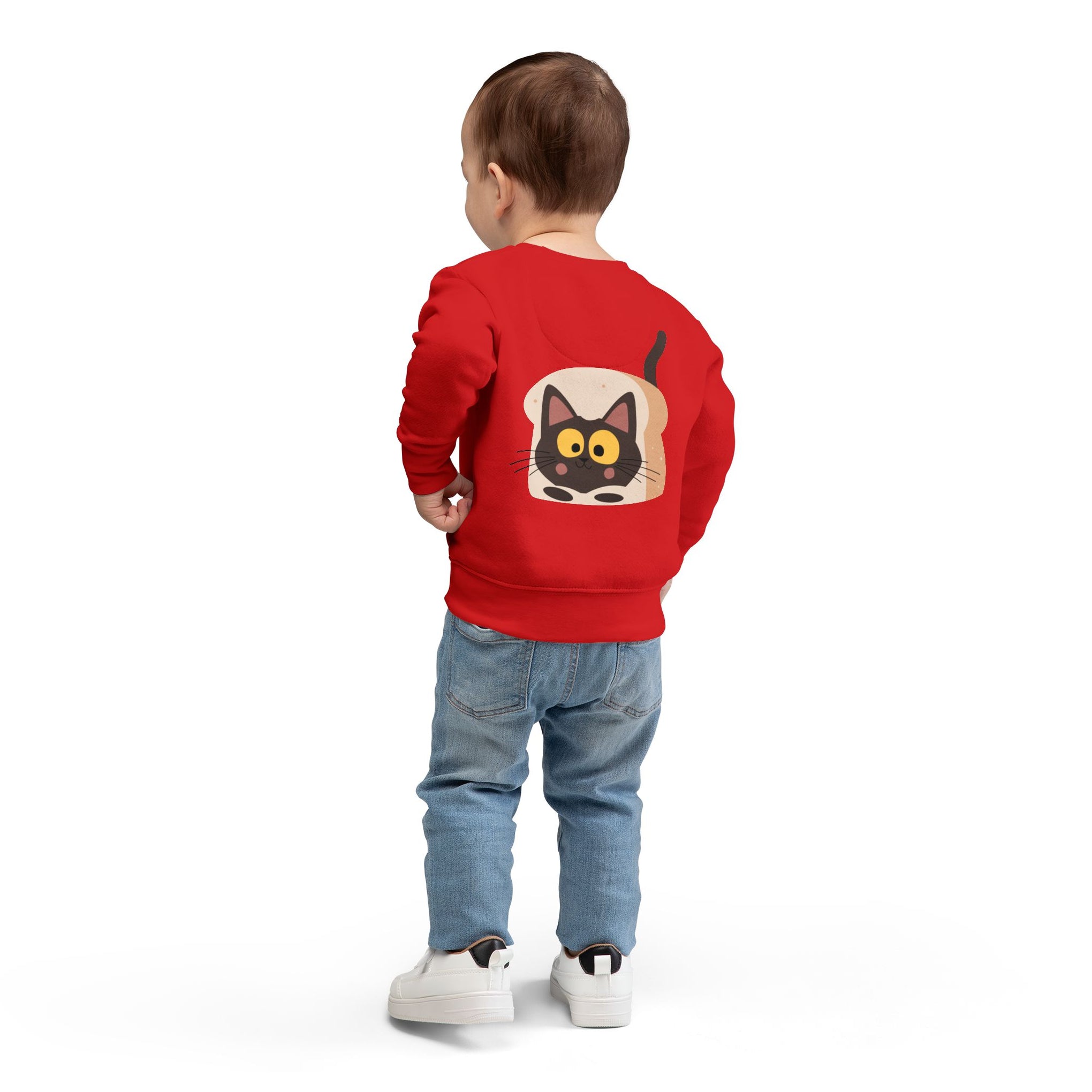 Toddler Sweatshirt with Cute Cat Bread Design