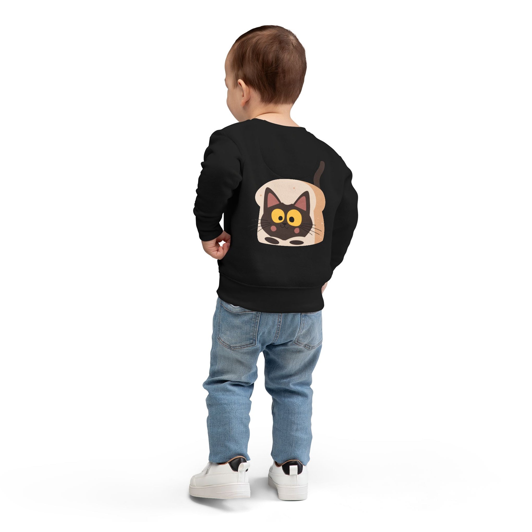 Toddler Sweatshirt with Cute Cat Bread Design