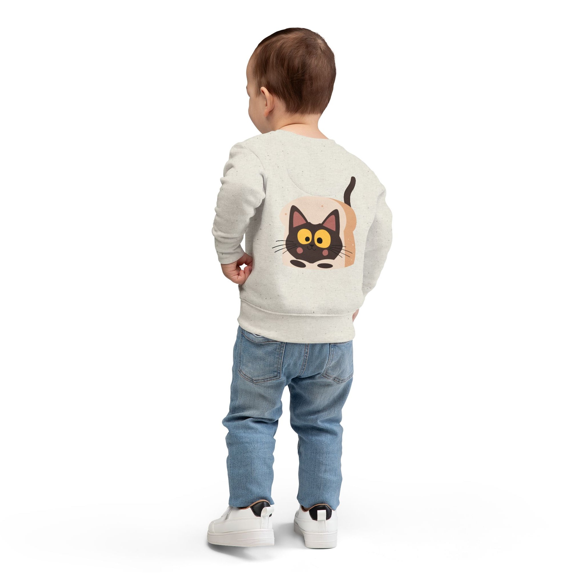 Toddler Sweatshirt with Cute Cat Bread Design