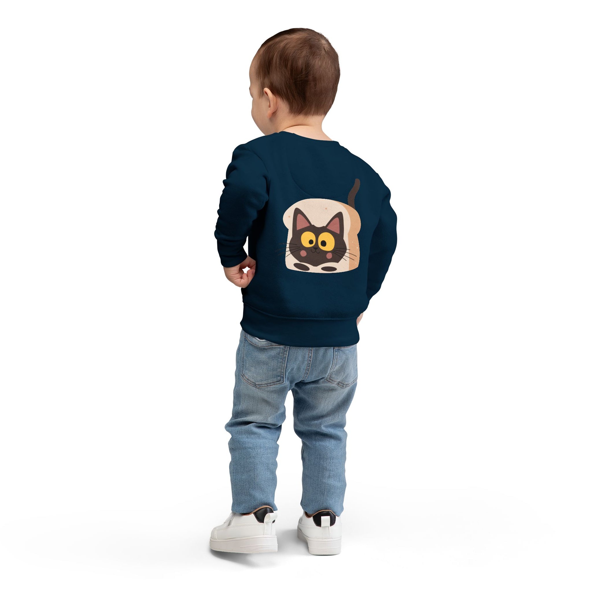 Toddler Sweatshirt with Cute Cat Bread Design