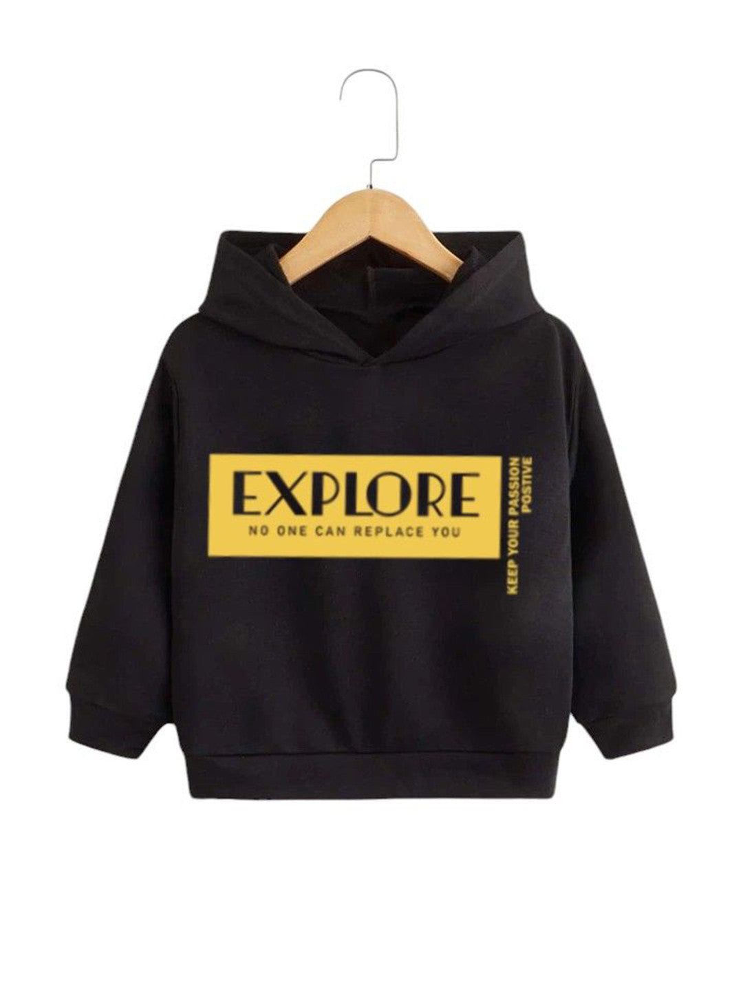 Kids Typography Printed Hooded Sweatshirt