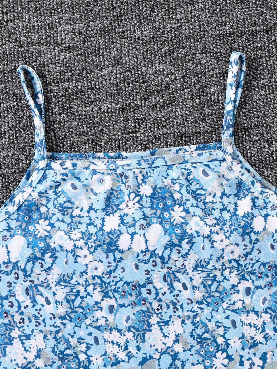 Girls Floral Printed Bodycon Shoulder Straps Maxi Dress