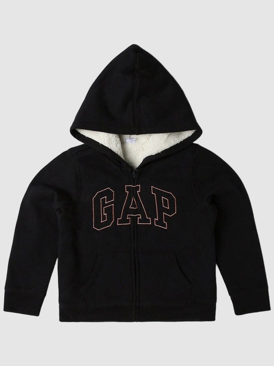 Sequined Logo Zip Front Hoodie