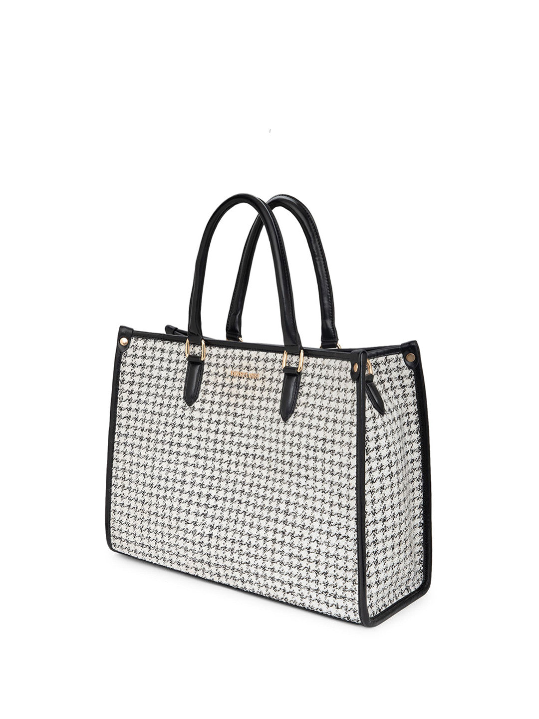 Checked Structured Tote Bag with